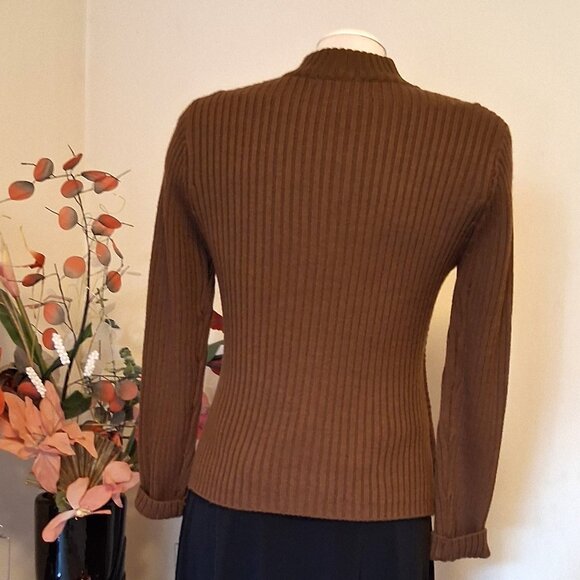 NWT Woman's Brown Multi Color Zip-Up Cardigan Knitwear Lightweight Sweater 6 S - Picture 8 of 8